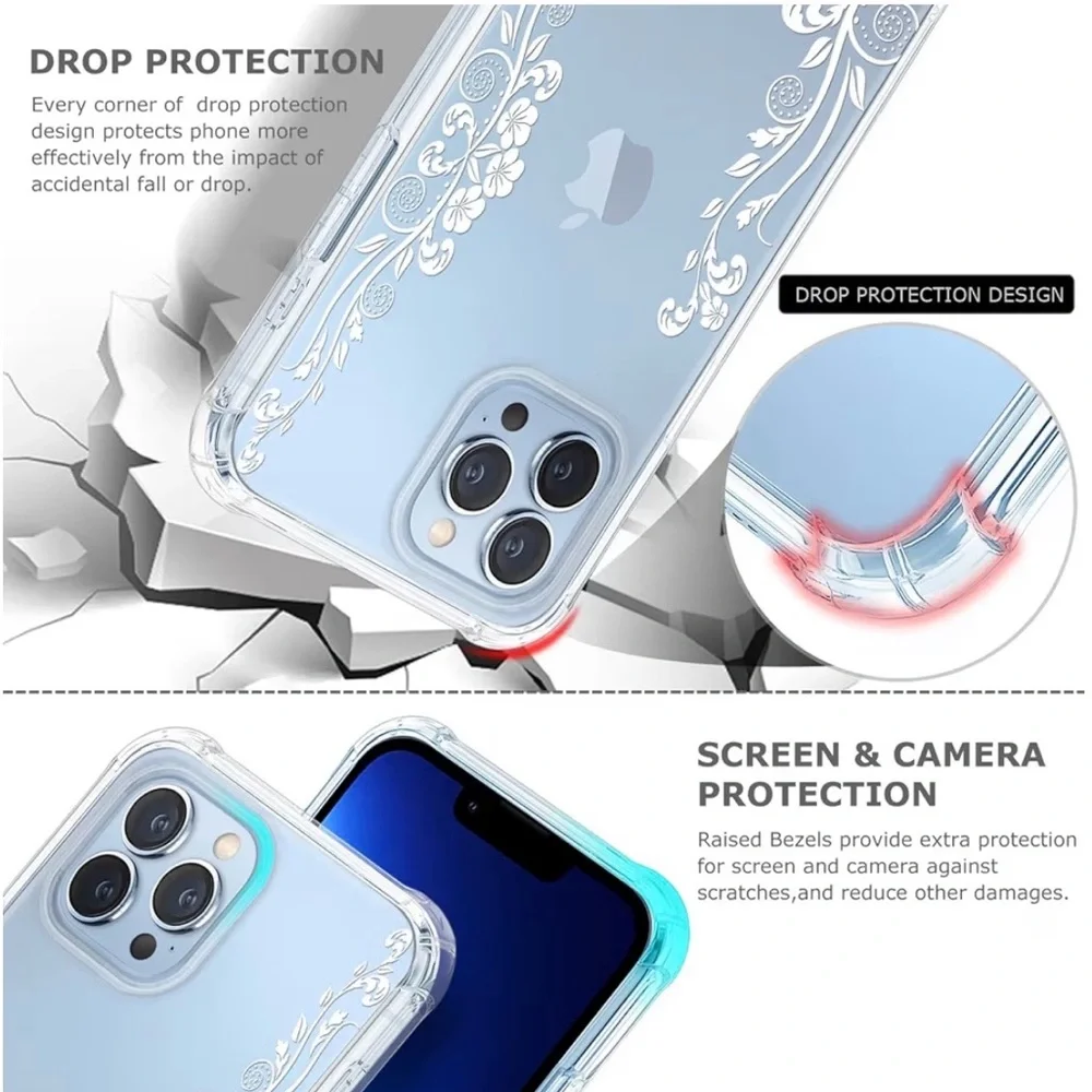 Floral Clear Phone Case for iPhone 13 Pro Max